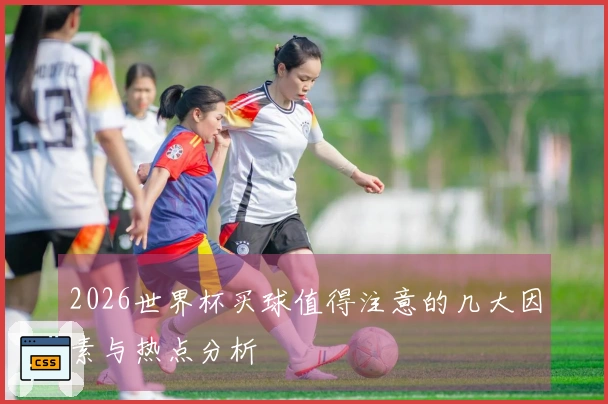 2026世界杯买球值得注意的几大因素与热点分析